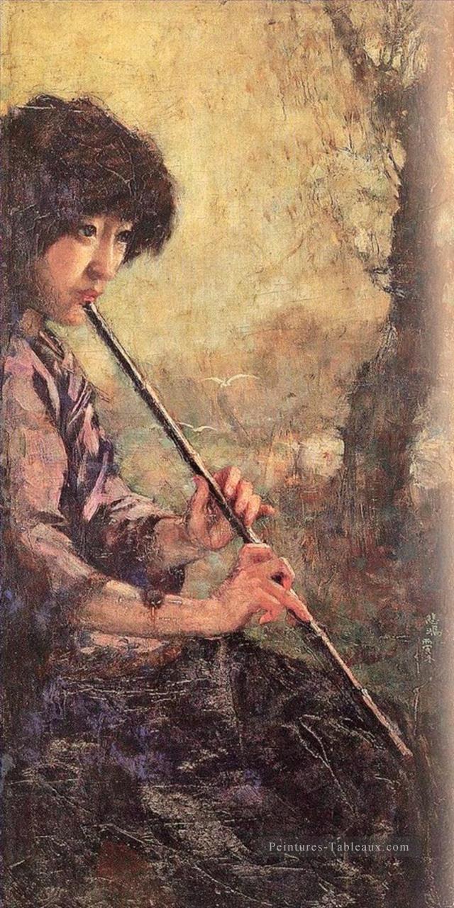 XU Beihong le son de la flûte dans l’huile Peintures à l'huile